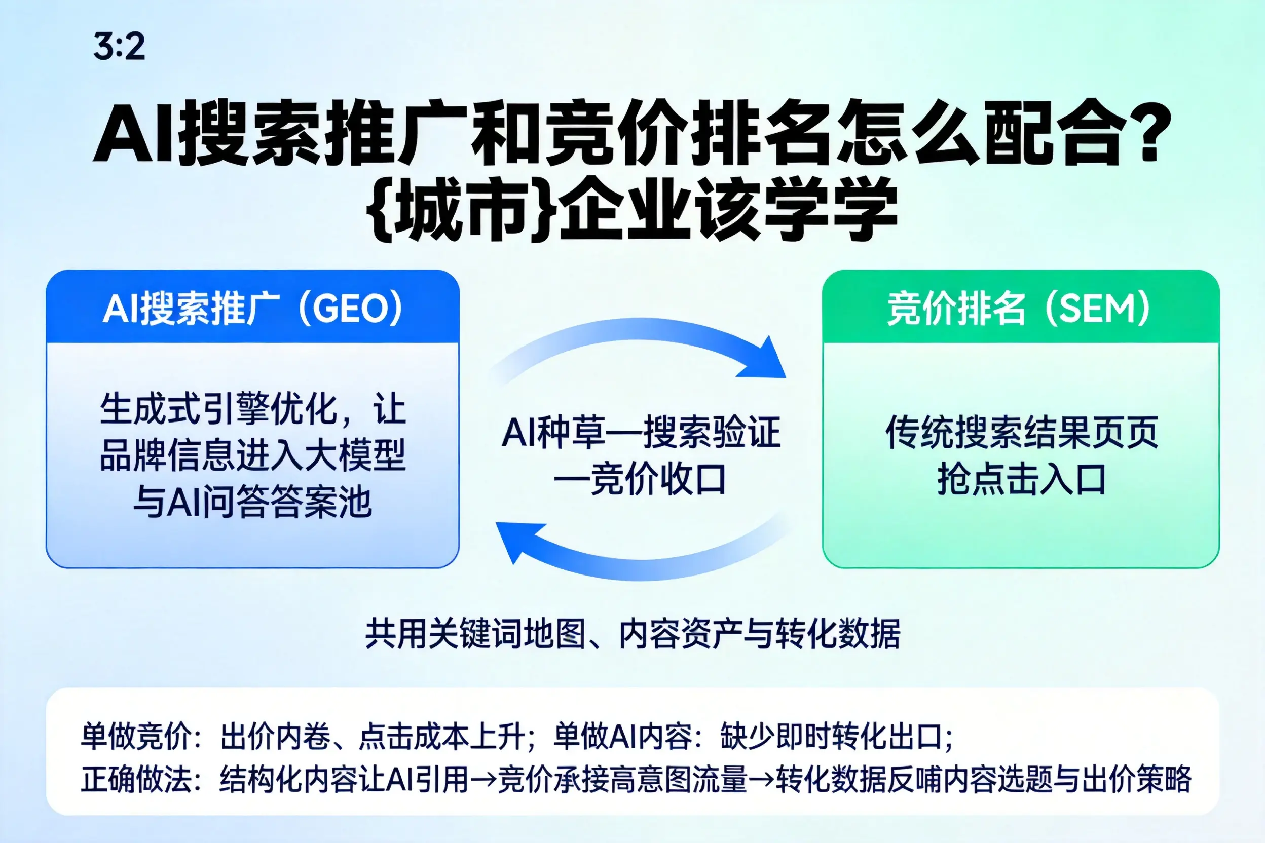 AI搜索推广和竞价排名怎么配合？淮北企业该学学