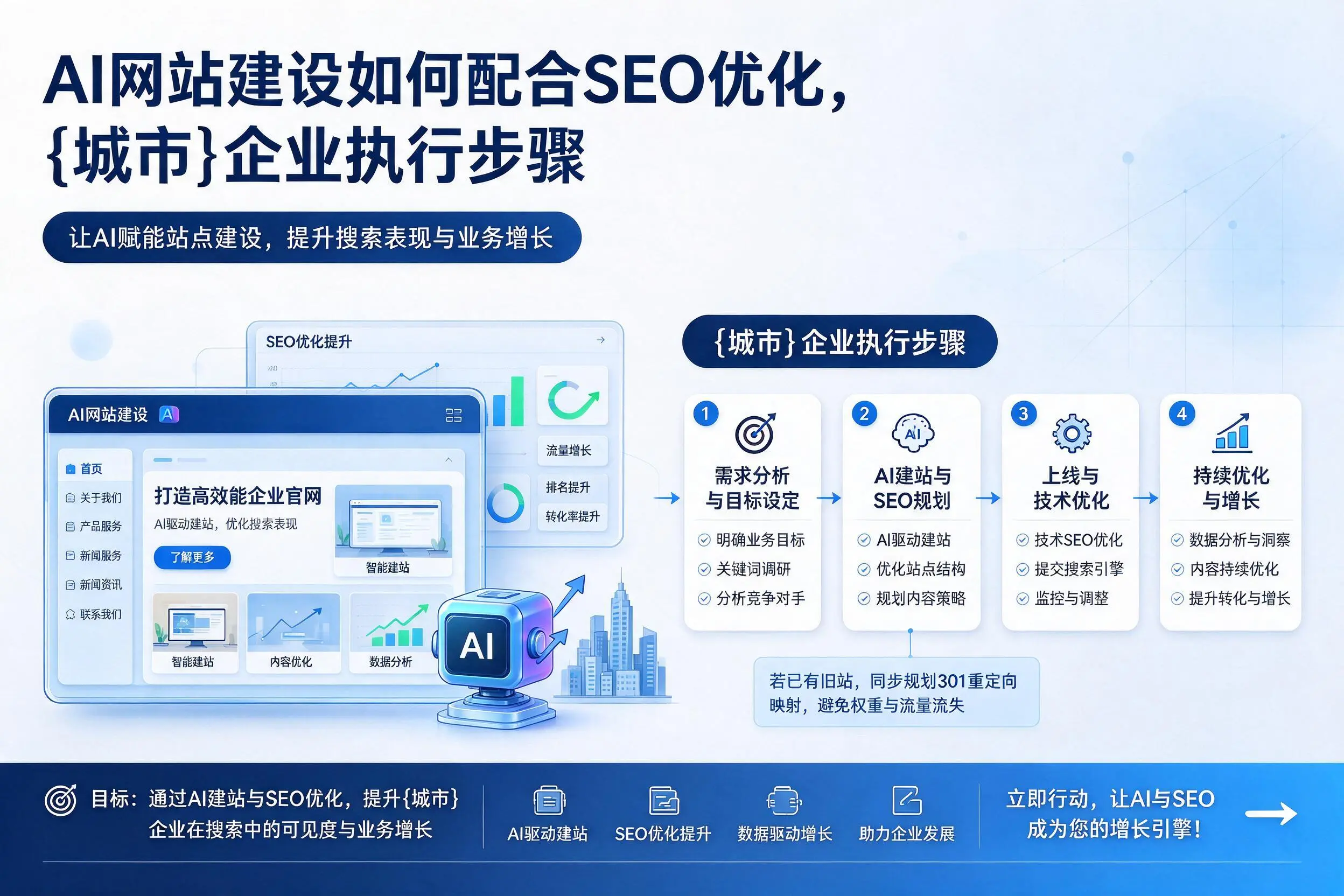 AI网站建设如何配合SEO优化,淮北企业执行步骤