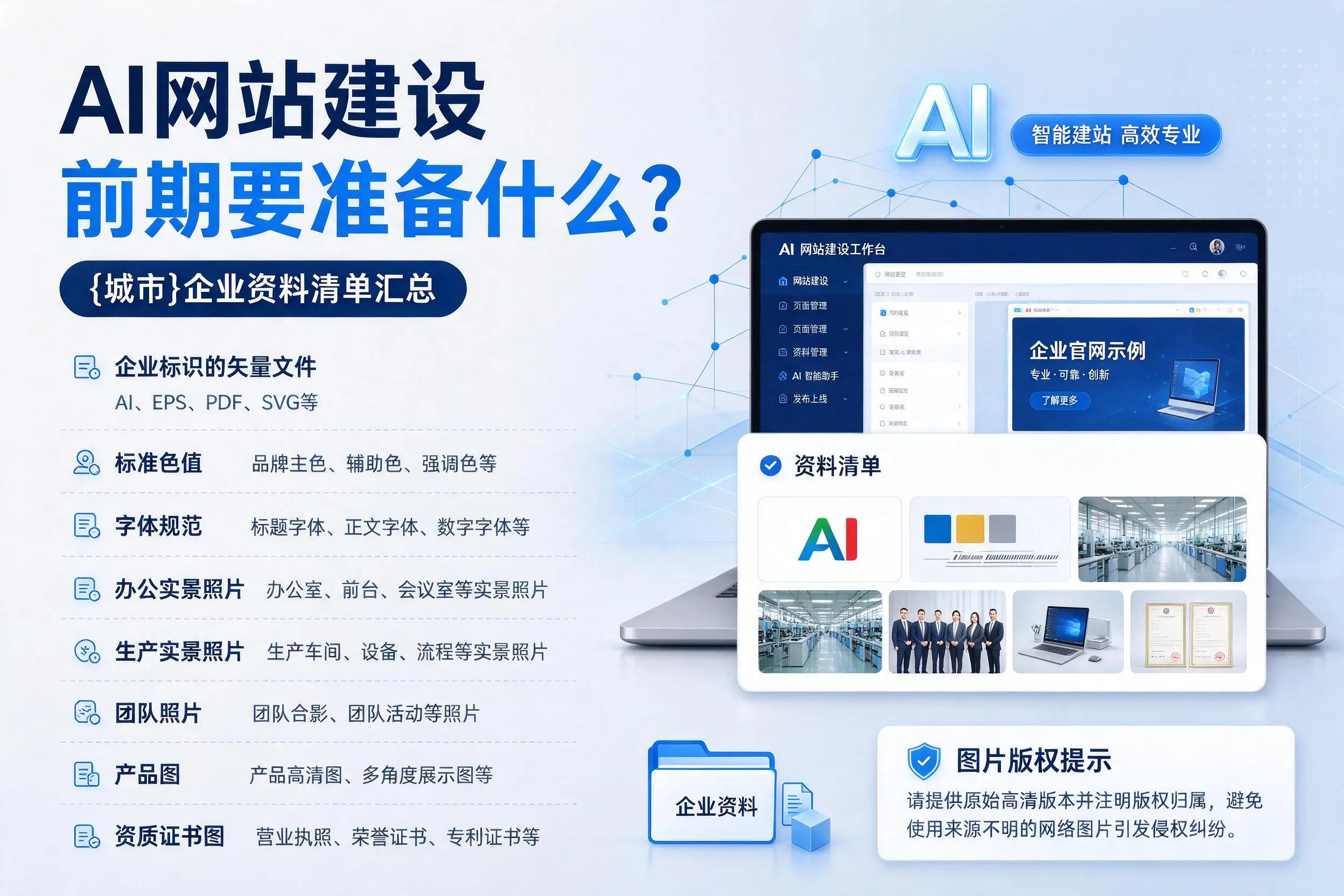 AI网站建设前期要准备什么？淮北企业资料清单汇总